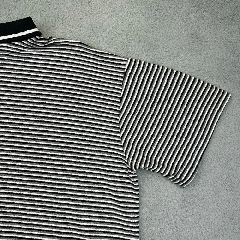Darlington Raceway Polo Shirt Mens Large Black‎ White Striped NASCAR Racing Zip